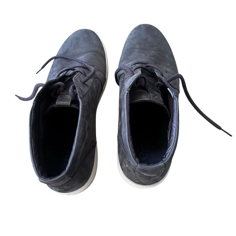 Ecco Soft 7 Chukka Ankle Boots Mens Size 8 Black Nubuck Leather Casual Lace Up